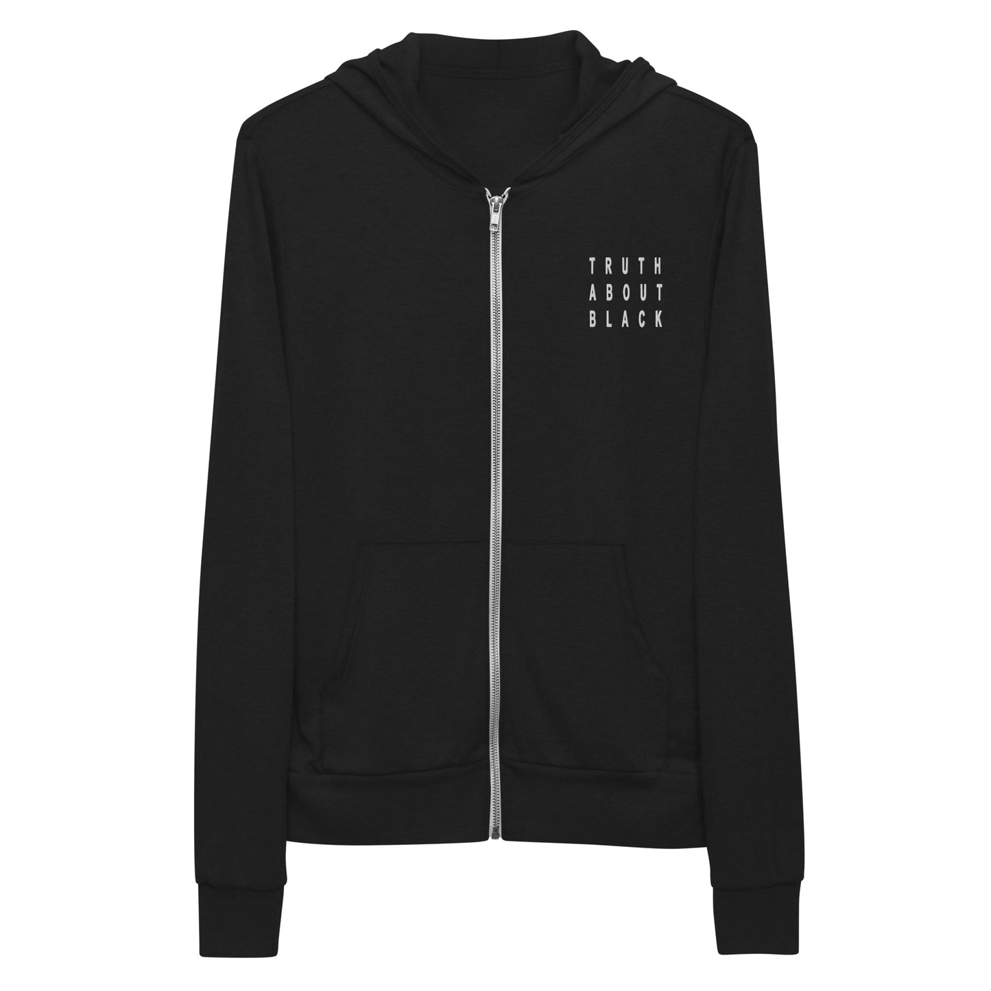 Black Lightweight Athleisure Unisex Zip Hoodie