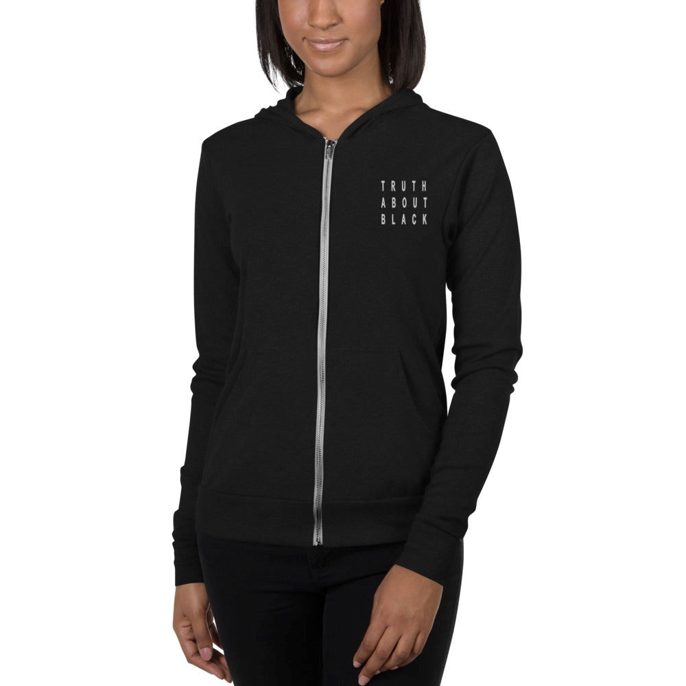 Black Lightweight Athleisure Unisex Zip Hoodie